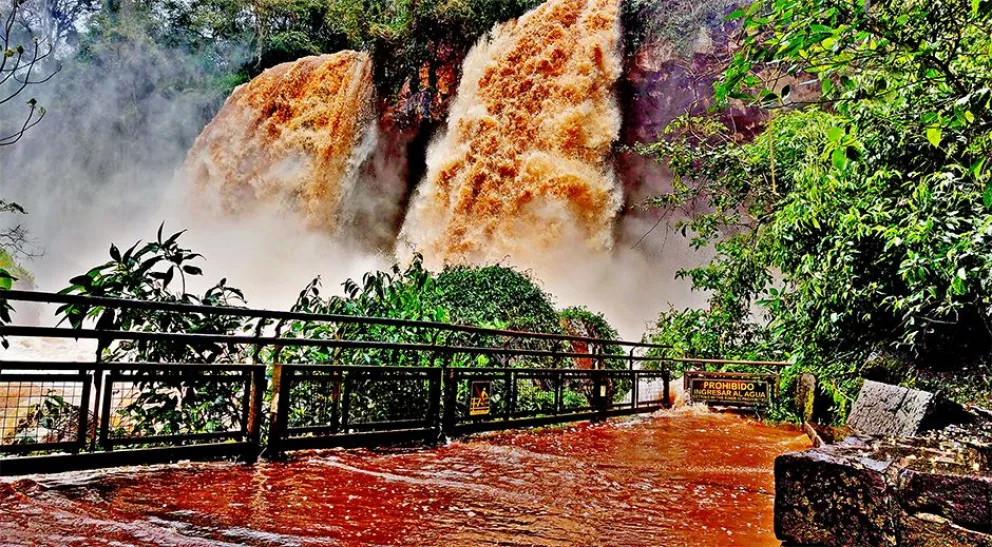 El río Iguazú alcanzó el pico máximo y desciende; hoy reabre Cataratas 