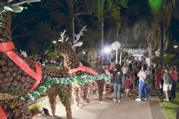 Inauguraron las decoraciones navideñas en el centro de Santo Tomé