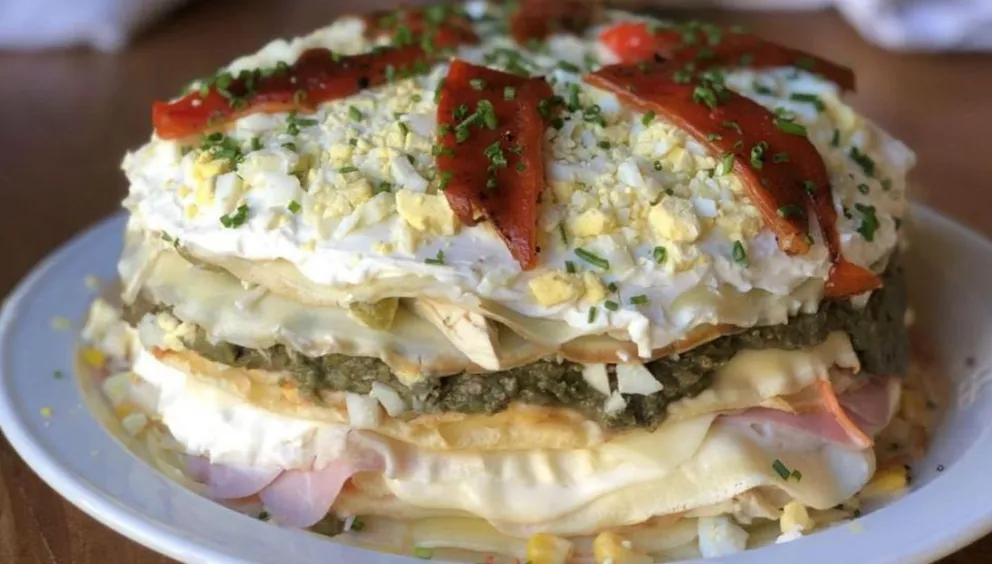 Torre salada de panqueques, paso a paso